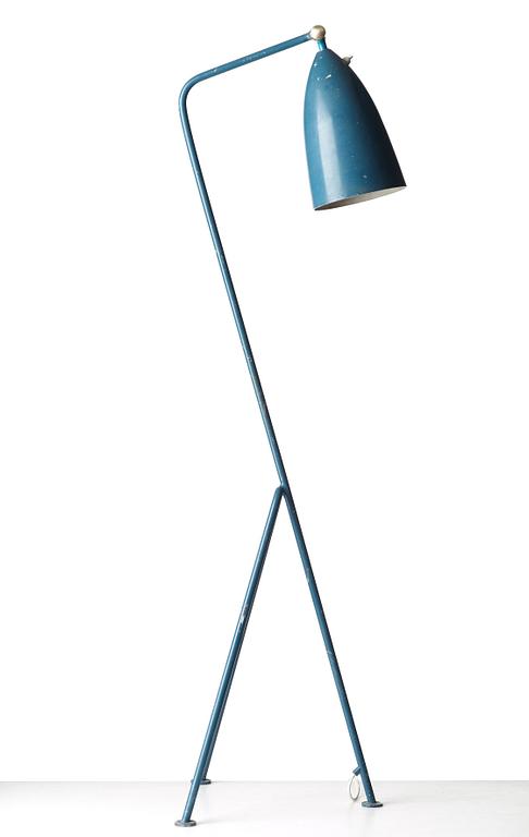 Greta Magnusson Grossman, a "G-33" (Grasshopper), blue lacquered floor light, Bergbom's, Sweden 1950's.