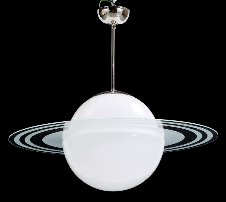 TAKLAMPA, glas, "Saturnus", 1940/50-tal. Höjd 55 cm.