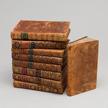 BOKBAND, 6 helskinn samt 3 halvfranska, 17-1800-tal.