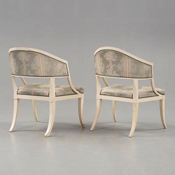 A matched pair of late Gustavian armchairs by Ephraim Ståhl, master 1794).