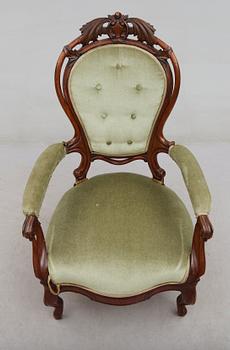 FÅTÖLJ, nyrokoko, 1800-tal.