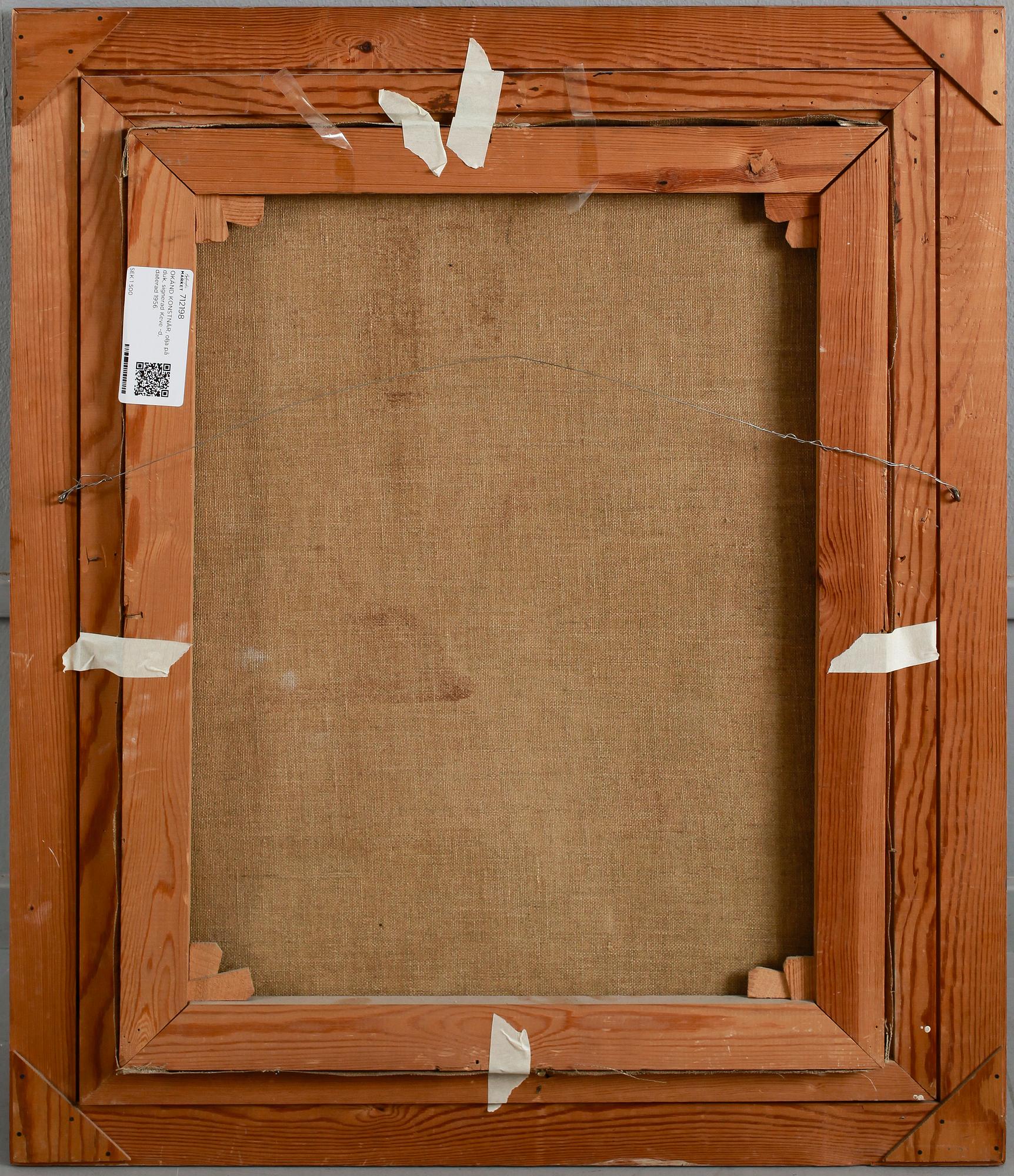 OKÄND KONSTNÄR, olja på duk, signerad Keve -d, daterad 1956.