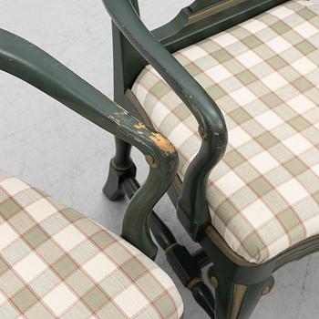 Serving table, as well as armchairs, a pair, Nordiska Kompaniet, 1928.