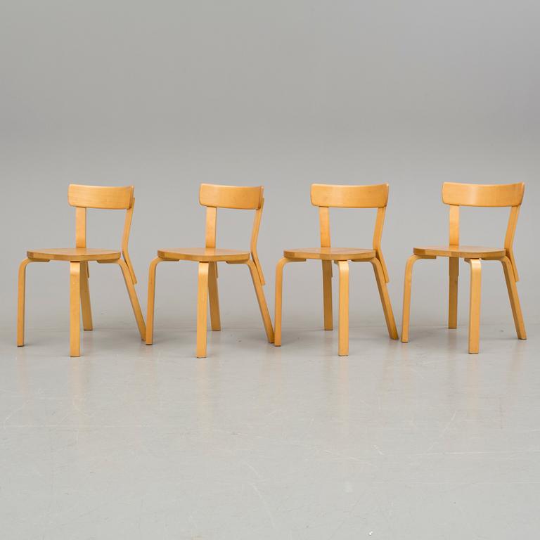 ALVAR AALTO, MATBORD samt STOLAR, 5 delar.
