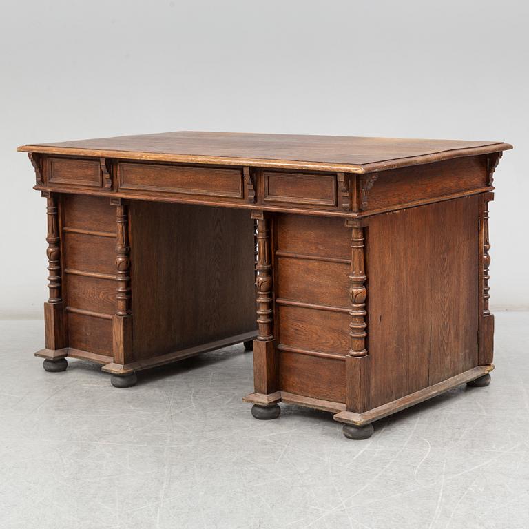 A ca 1900 oak and pine writing desk.