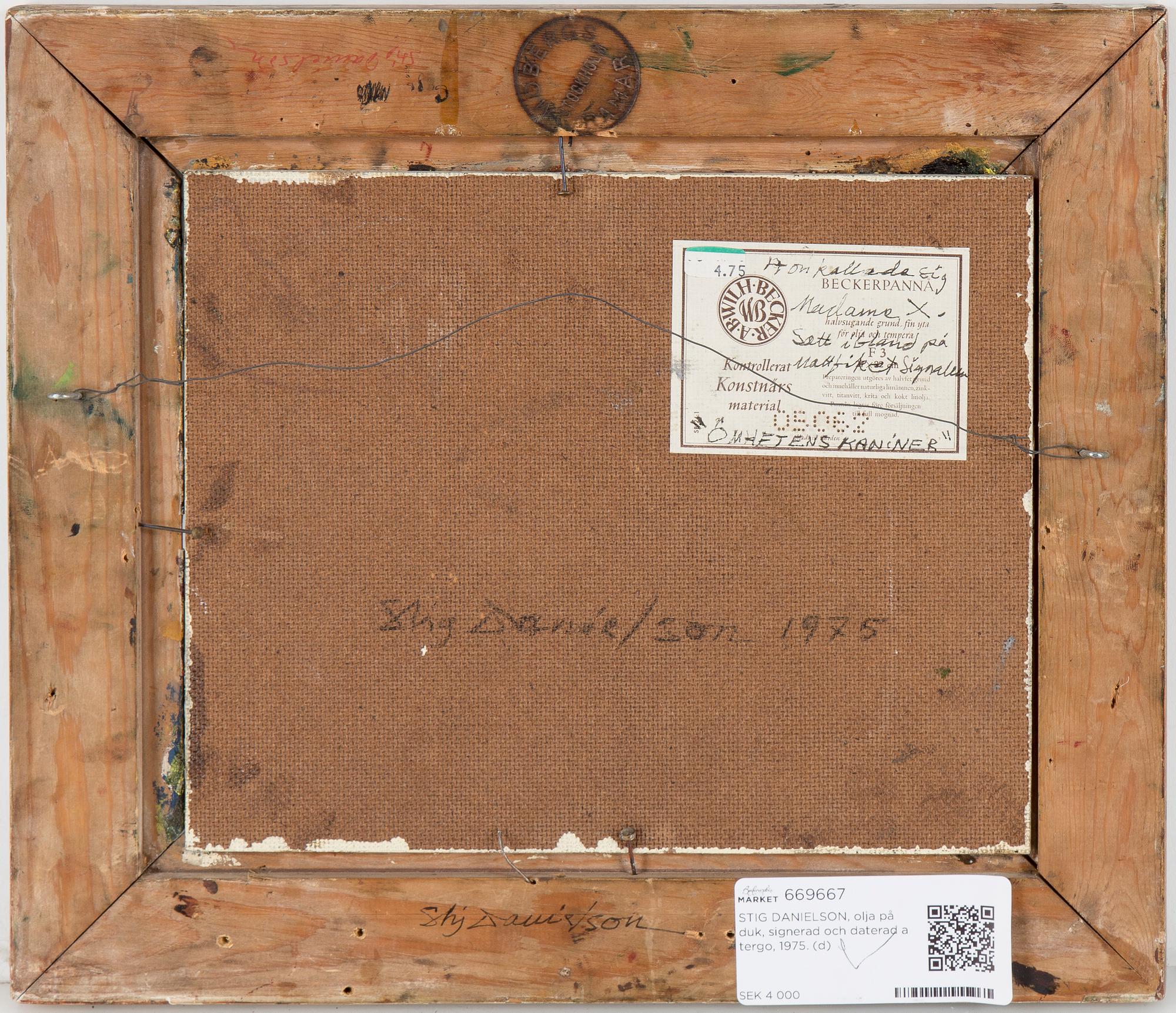 STIG DANIELSON, olja på duk, signerad och daterad a tergo, 1975.