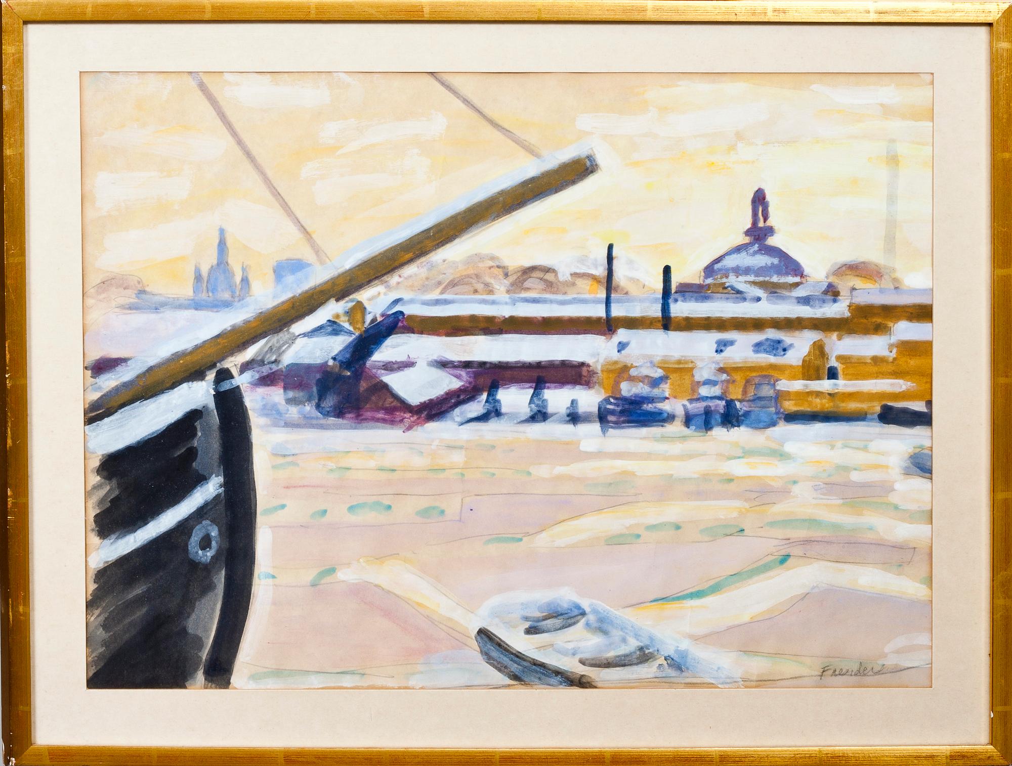 HELGE FRENDER, gouache, sign.