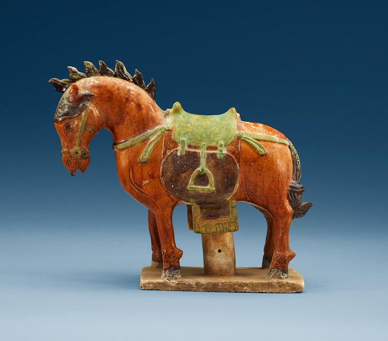A glazed pottery figure of a horse, Ming dynasty.
