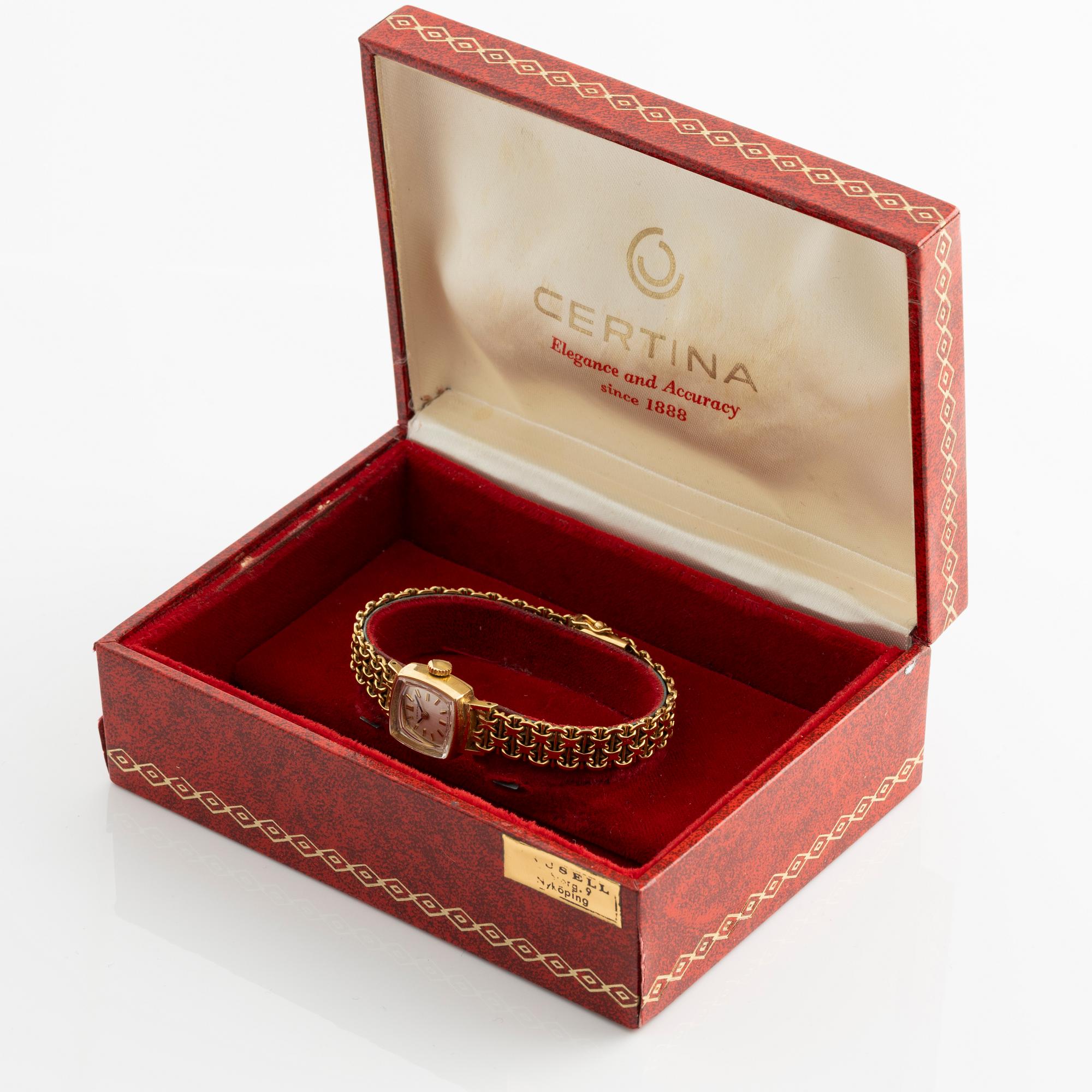 Certina, wristwatch, 18K gold, 15,5 mm.