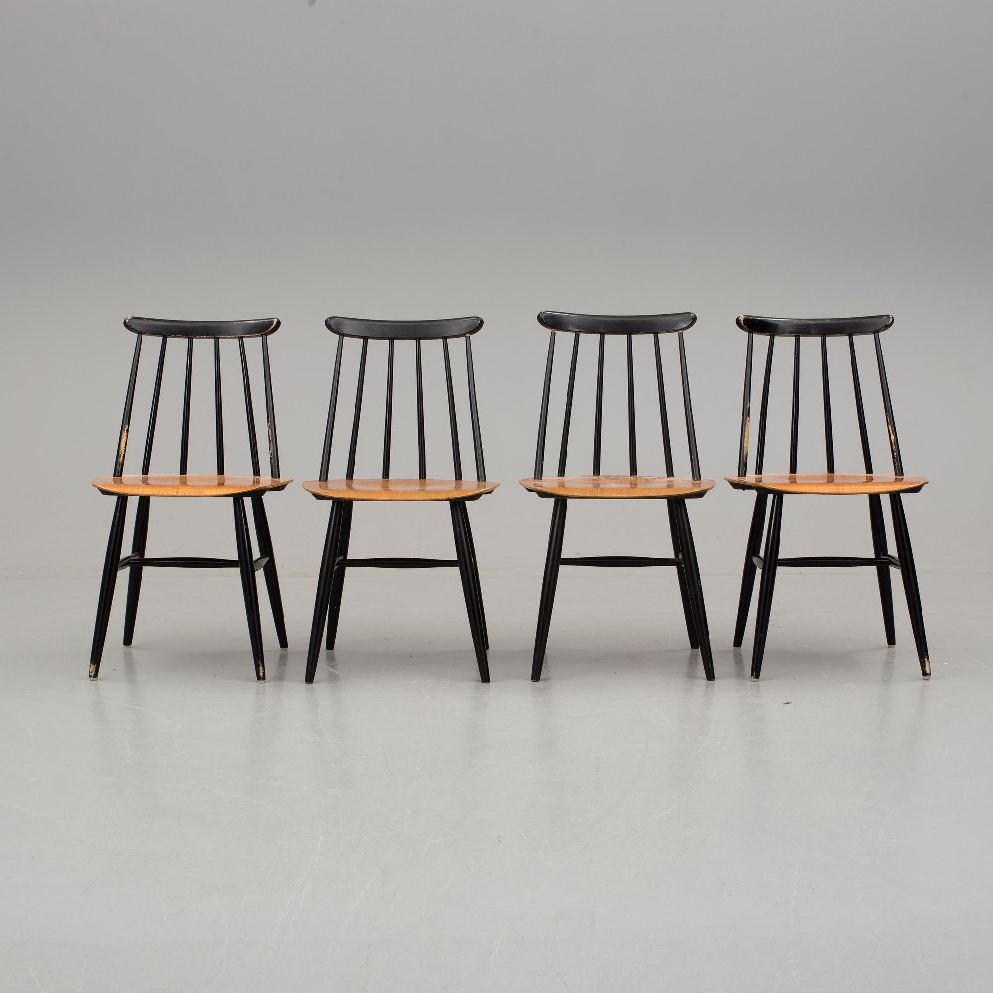 STOLAR, 4 st, "Fanett", Ilmari Tapiovaara, Edsbyverken, formgiven 1958.