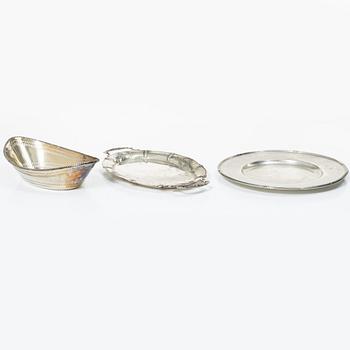 Dish, tray and bowl, silver, including with mark of K Anderson, Stockholm 1925.