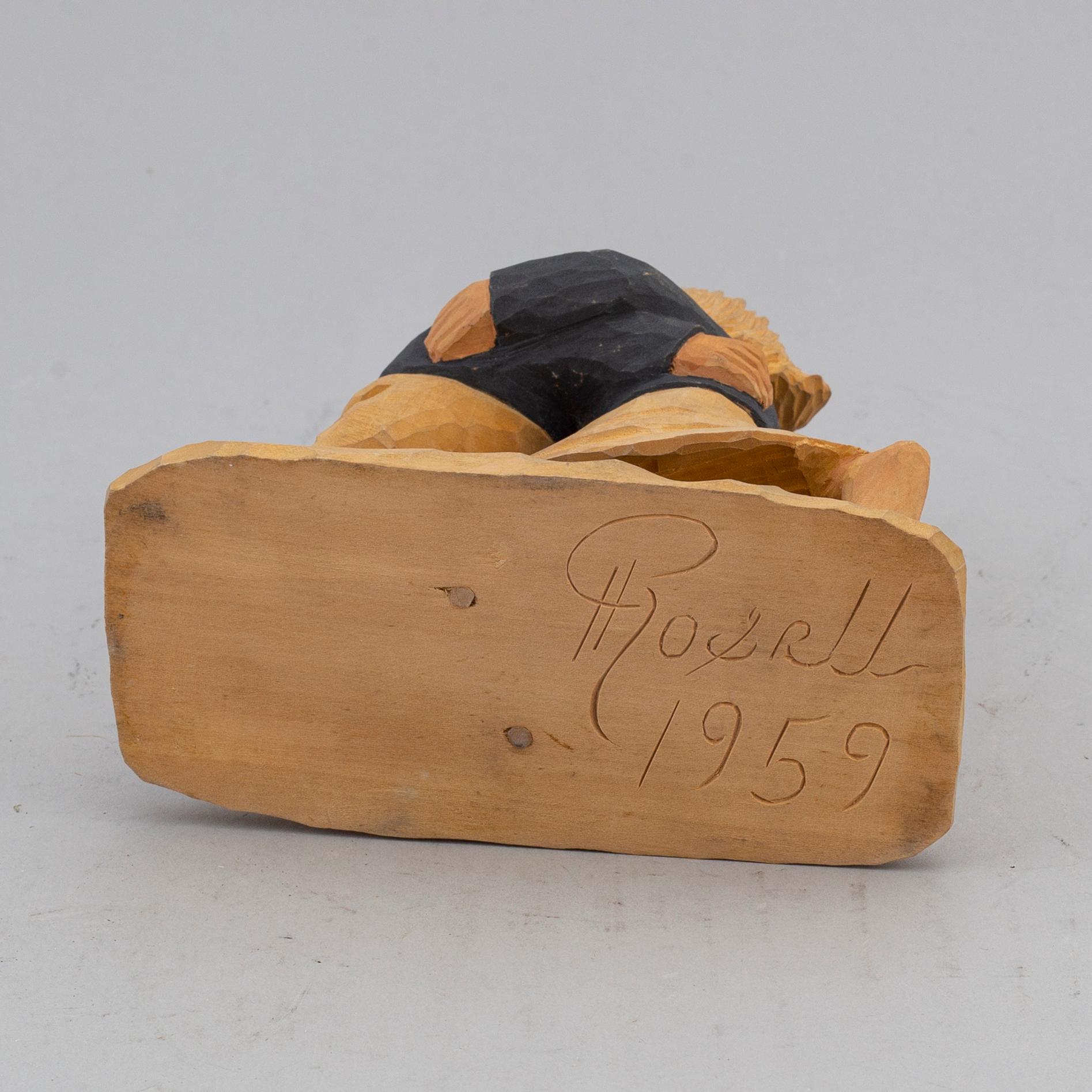 HERMAN ROSELL, sculpture, painted wodd, signed and dated 1959.