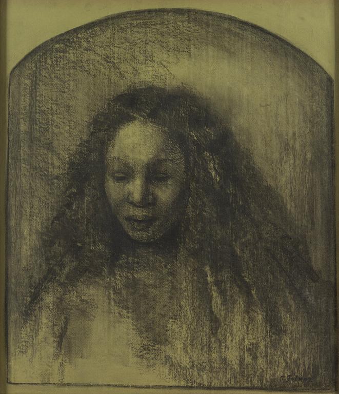 TRINE FOLMOE, charcoal, signed.