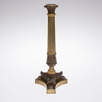 LJUSSTAKE / LAMPFOT, mässing, senempire, 1800-talets mitt.