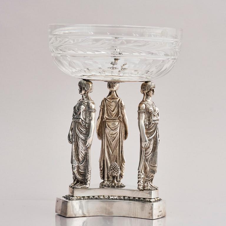 Lale Silverware & Co Ltd, uppsatsskål, sterling silver och glas, Istanbul, Turkiet, 1900-tal.