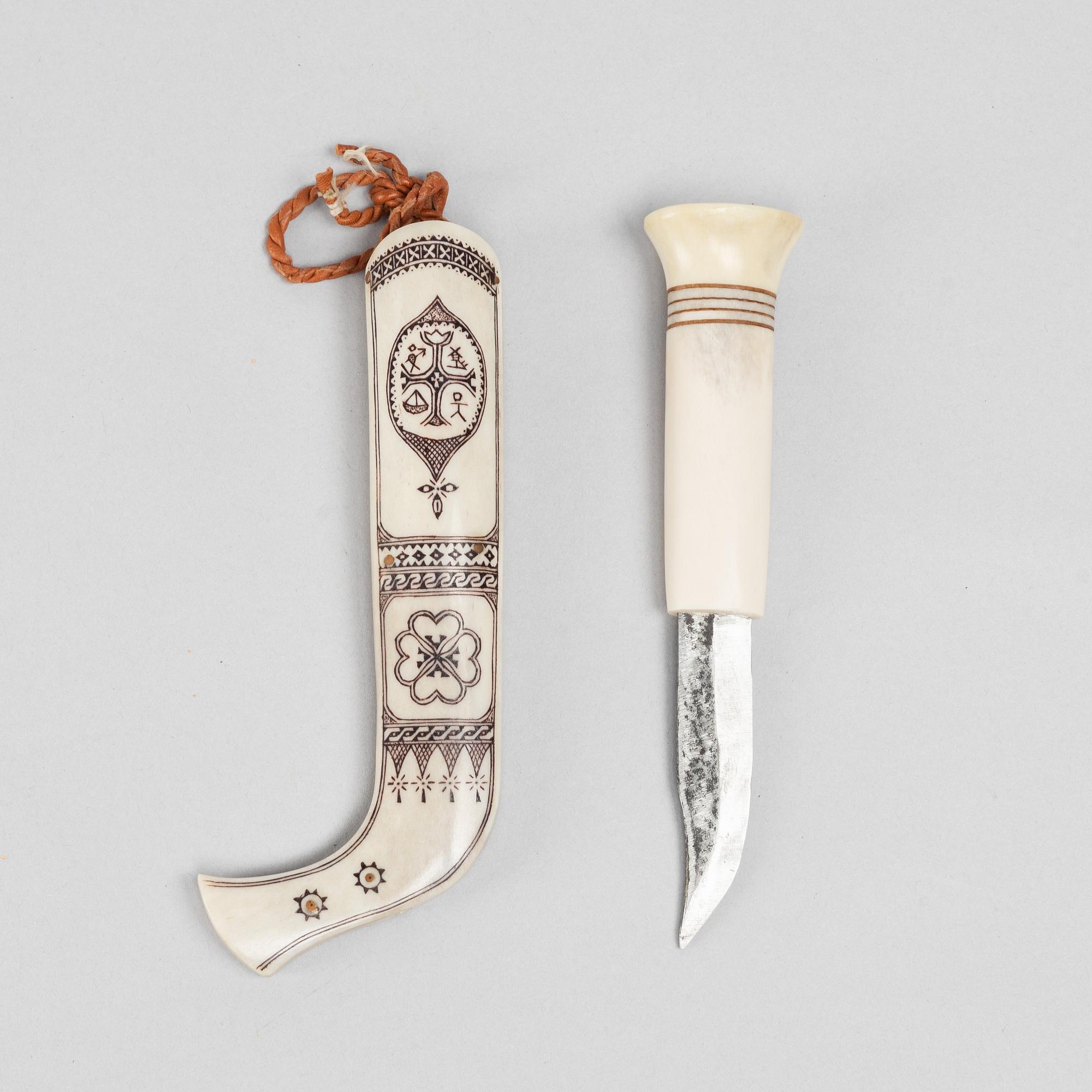 Ingvar Svonni, a reindeer antler knife, signed.