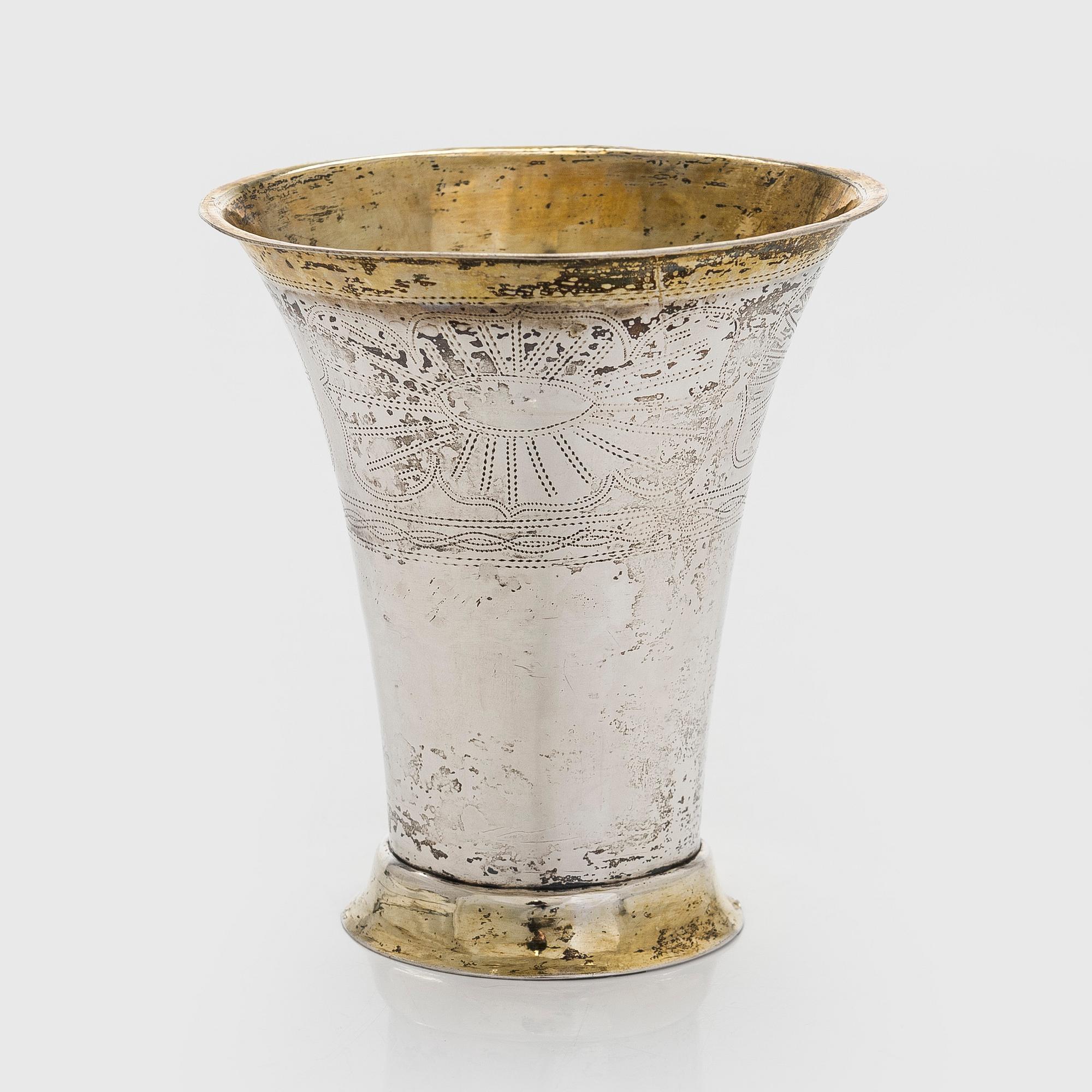 Anders Pihra, bägare, silver, delvis förgylld, Åbo 1803-1831.