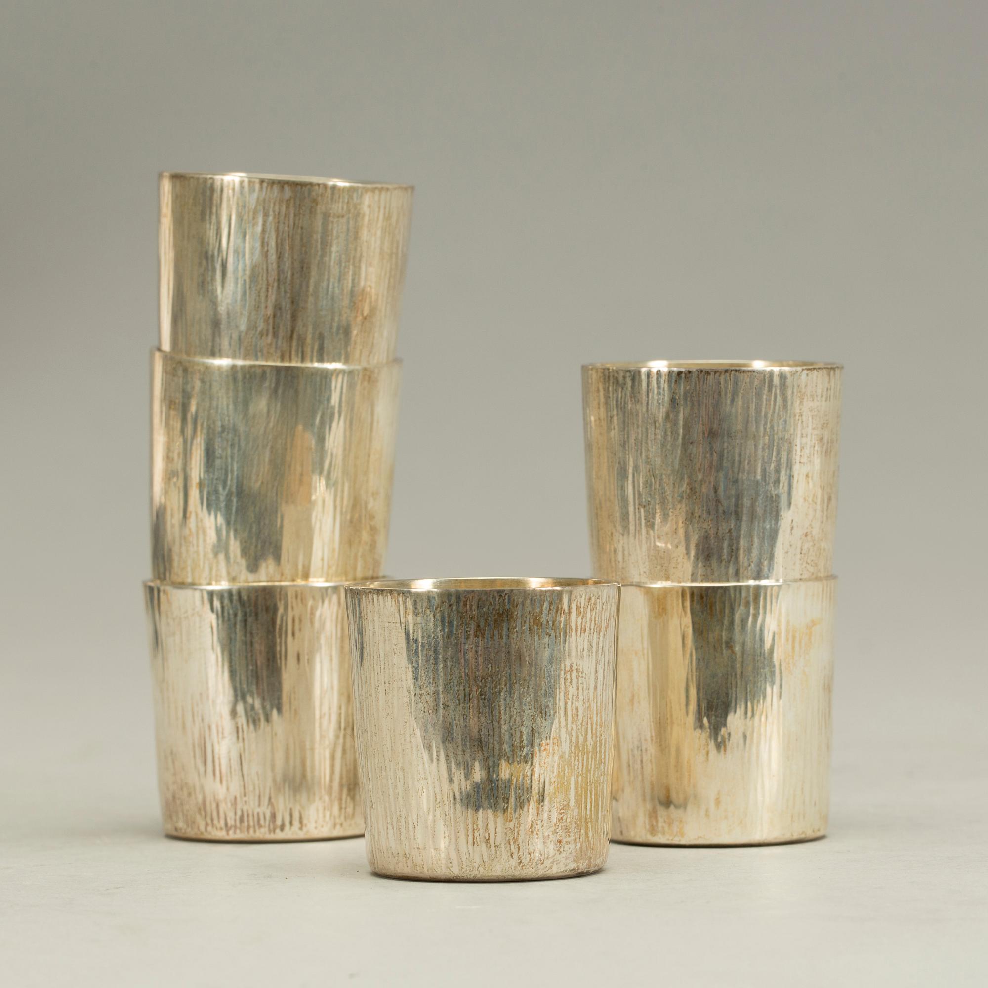 PUNSCHKOPPAR, sterlingsilver, 6 st, C.E Carlman, Stockholm, 1974-75. 340 gram.