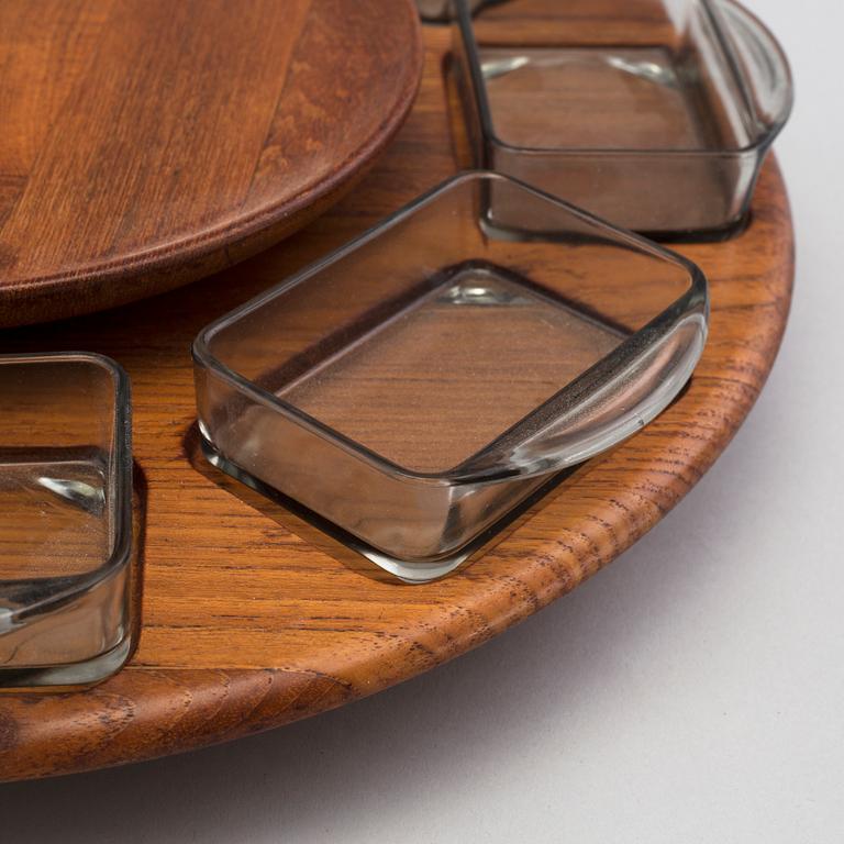 A teak and glass 'lazy Susan, Digsmed, Denmark.