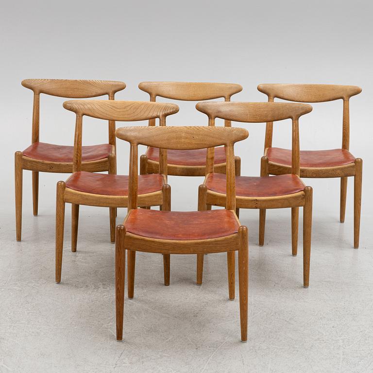 Hans J. Wegner, stolar, 6 st, "W1", C.M. Madsens Fabriker, Danmark 1950/60-tal.