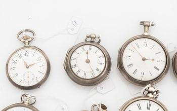 Pocket Watch Collection, 13 pcs, silver/plated gold.