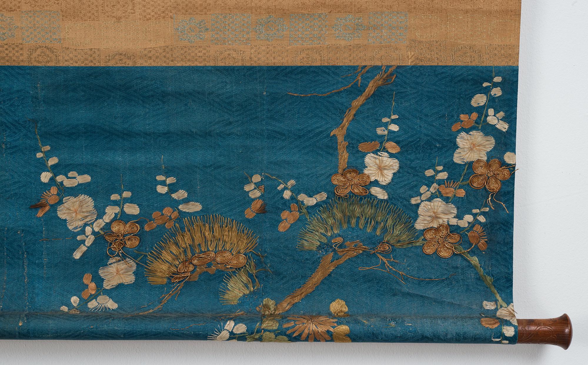 RULLMÅLNING, tusch och färg på papper. Okänd konstnär, Japan, troligen tidigt 1700-tal.