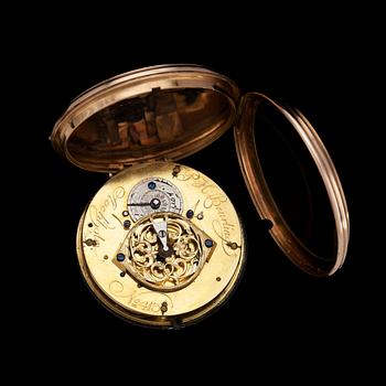 FICKUR, spindelur i guld. Per Henrik Beurling, Stockholm (verksam 1783-1806).