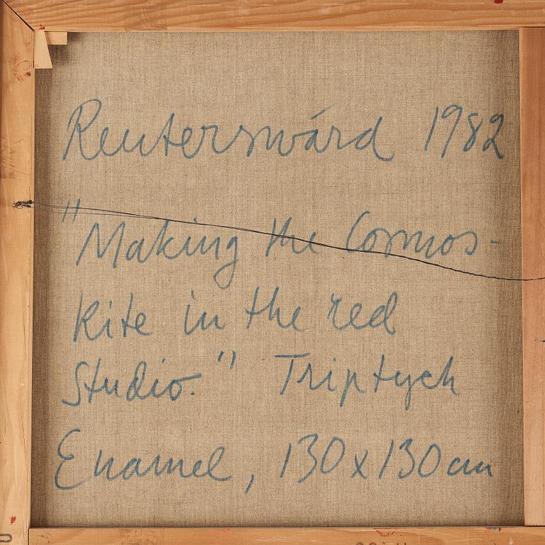 CARL FREDRIK REUTERSWÄRD, triptych, enamel on canvas, signed Reuterswärd, dated 1982 on verso.