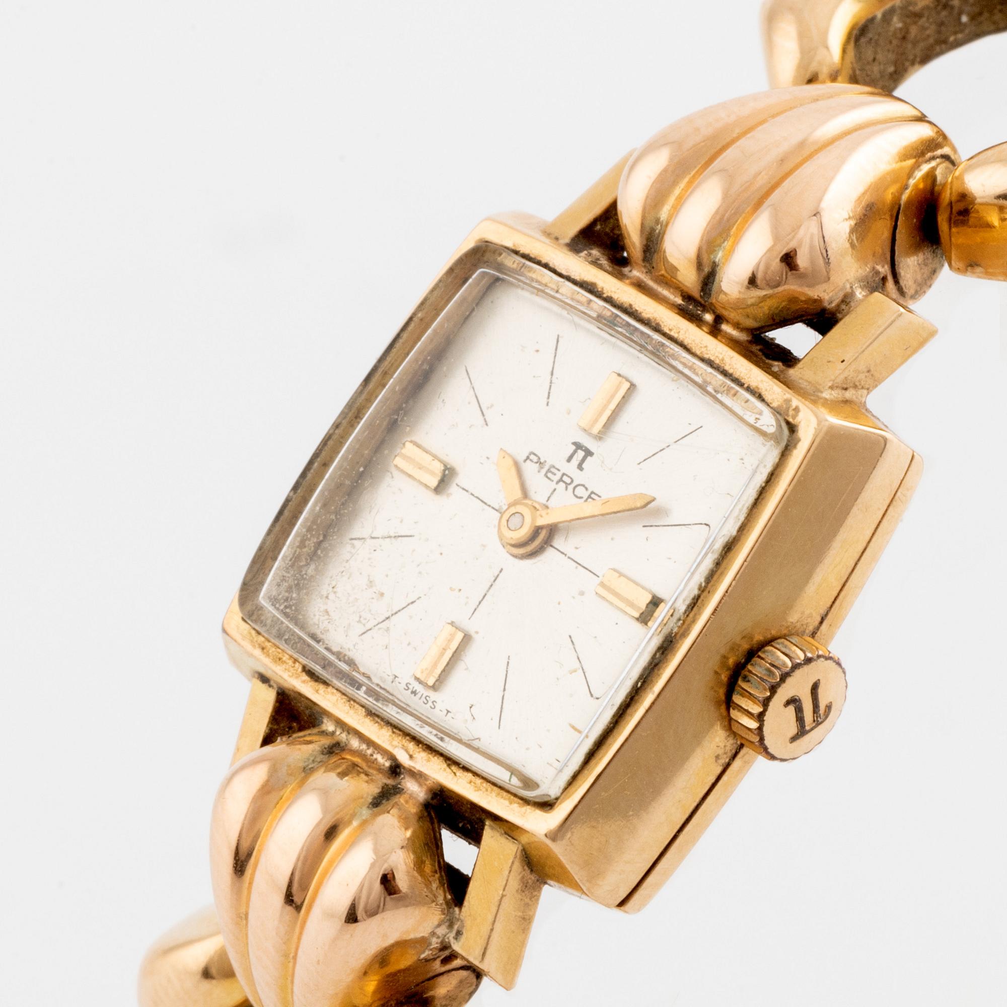 Damarmbandsur, Pierce, 18K guld, 17 mm.