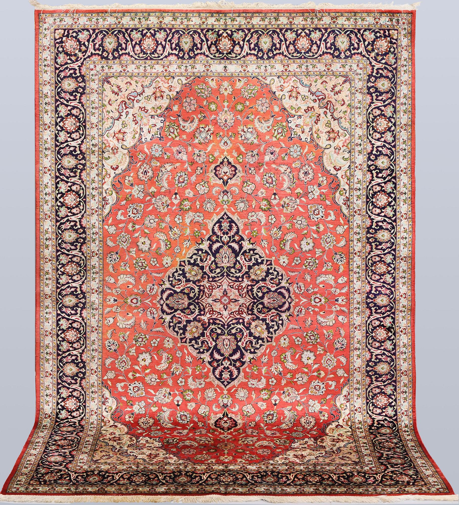 Carpet, Ghom, older, silk warp, 206 x 131 cm.