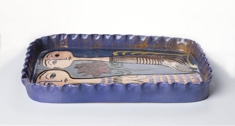 Birger Kaipiainen, a rectangular ceramic tray, Arabia, Finland 1950s.