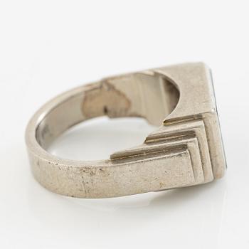 Ring, CG Hallberg, 18K white gold with black stone.