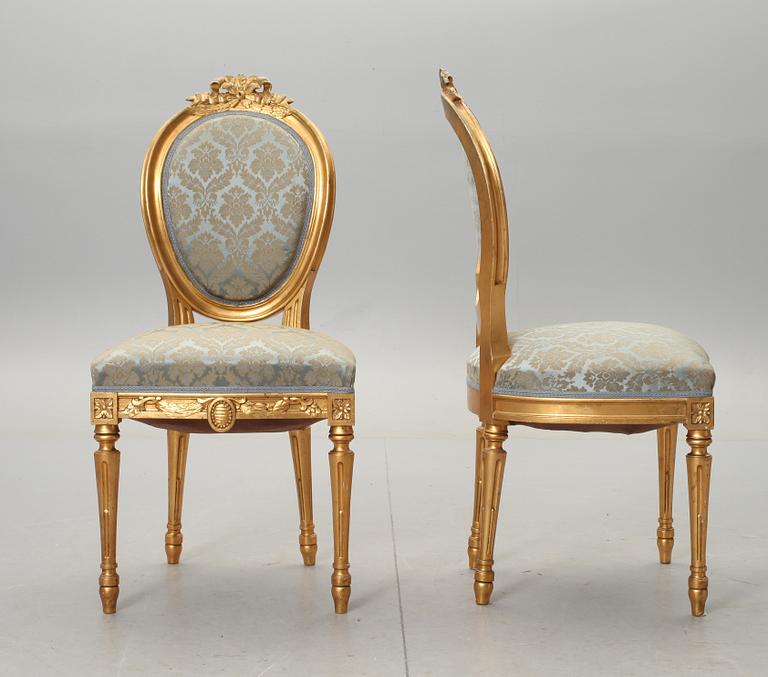 SALONGSMÖBEL, 8 delar. Gustaviansk stil, 1900-tal.