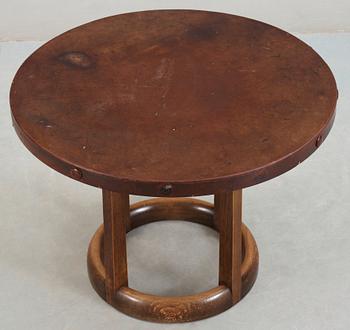An Axel Einar Hjorth 'Funkis' leather and stained wood table, Nordiska Kompaniet ca 1930.