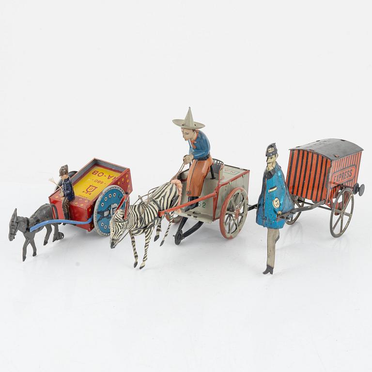 Lehmann, 3 st leksaker, "Express", "Na-Nu" & "Na-Ob", Tyskland, 1900-talets början/första hälft.