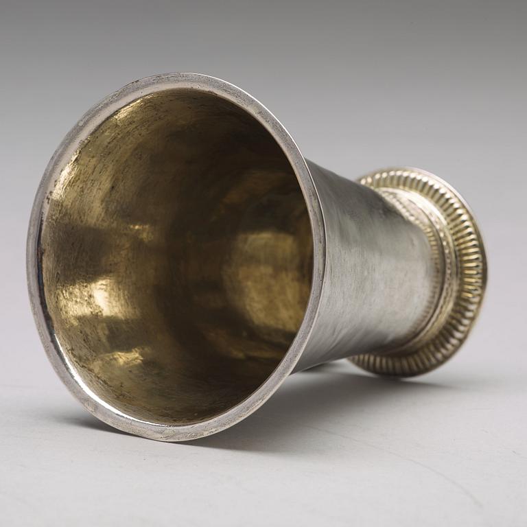 A Swedish 18th century parcel-gilt silver beaker, mark of Henrik Wittkopf, Stockholm 1752.