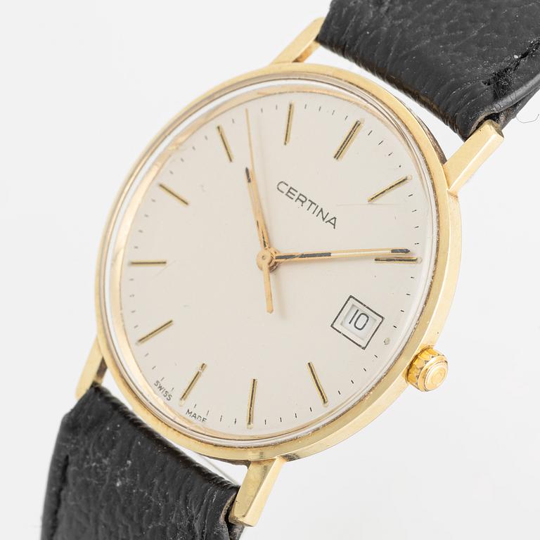 Certina, 14K gold, wristwatch, 33.5 mm.