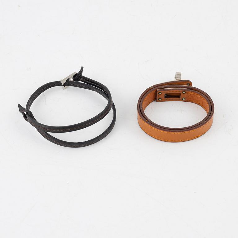 Hermès, Two leather bracelets.