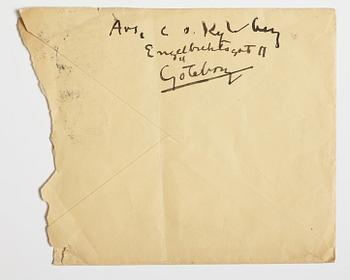 LETTER, from Carl Kylberg in Gothenburg to GAN (Gösta Adrian-Nilsson) in Paris, dated 5.12.(19)22. Envelope enclosed.