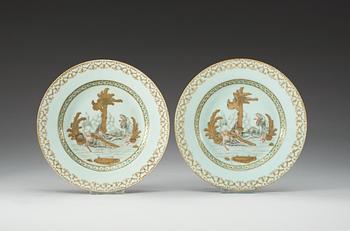 55. A pair of Grisaille dishes, Presumably Samson, 19th Century.