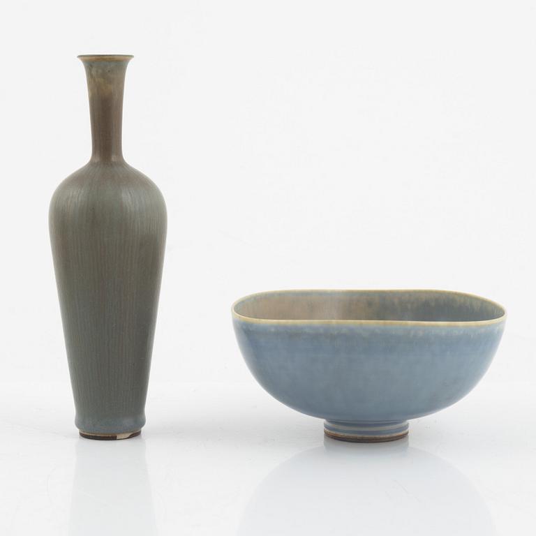 Berndt Friberg, vase and bowl, stoneware, Gustavsberg studio 1957.