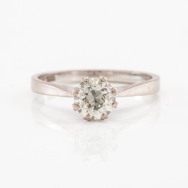 Ring solitär 18K vitguld med en Very Faint Light Green diamant ca 1,10 ct.