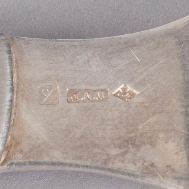 FISKBESTICK, 25 delar, nysilver, jugend, WMF, Württembergische Metallwarenfabrik, Tyskland, 1900-talets början.