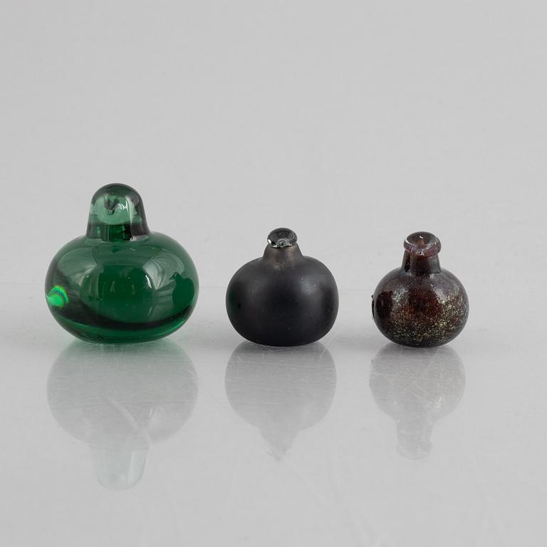Oiva Toikka, a set of three glass birds, Nuutajärvi.