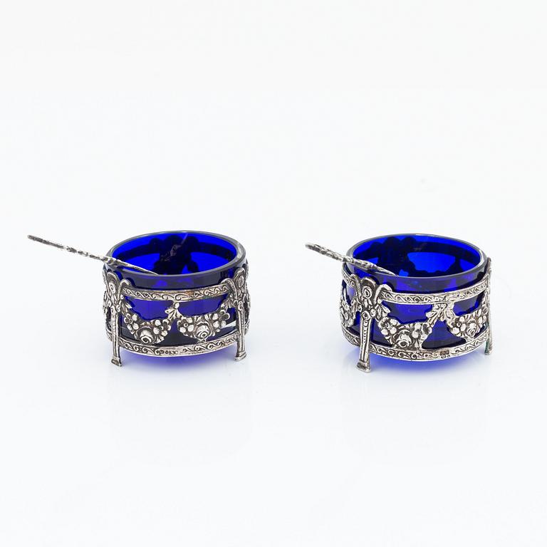 A pair of Louis XVI-style salt cellers, Swedish import marks.