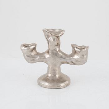 Dan Wolgers, Dan Wolgers, 'Källa (Candle-stick)'. Candelabrum for three candles in silver-plated bronze, 200...