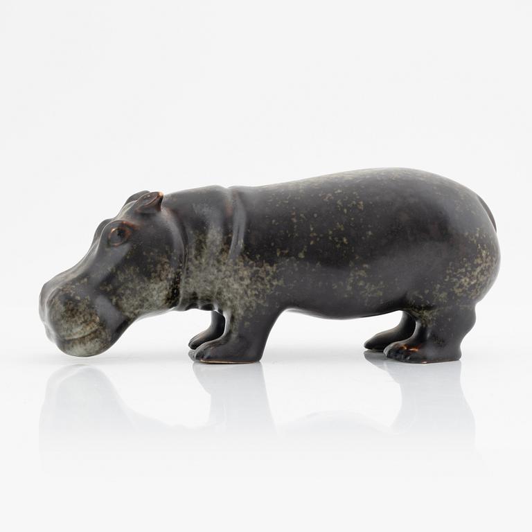 Gunnar Nylund, a stoneware sculpture of a hippo, Rörstrand.