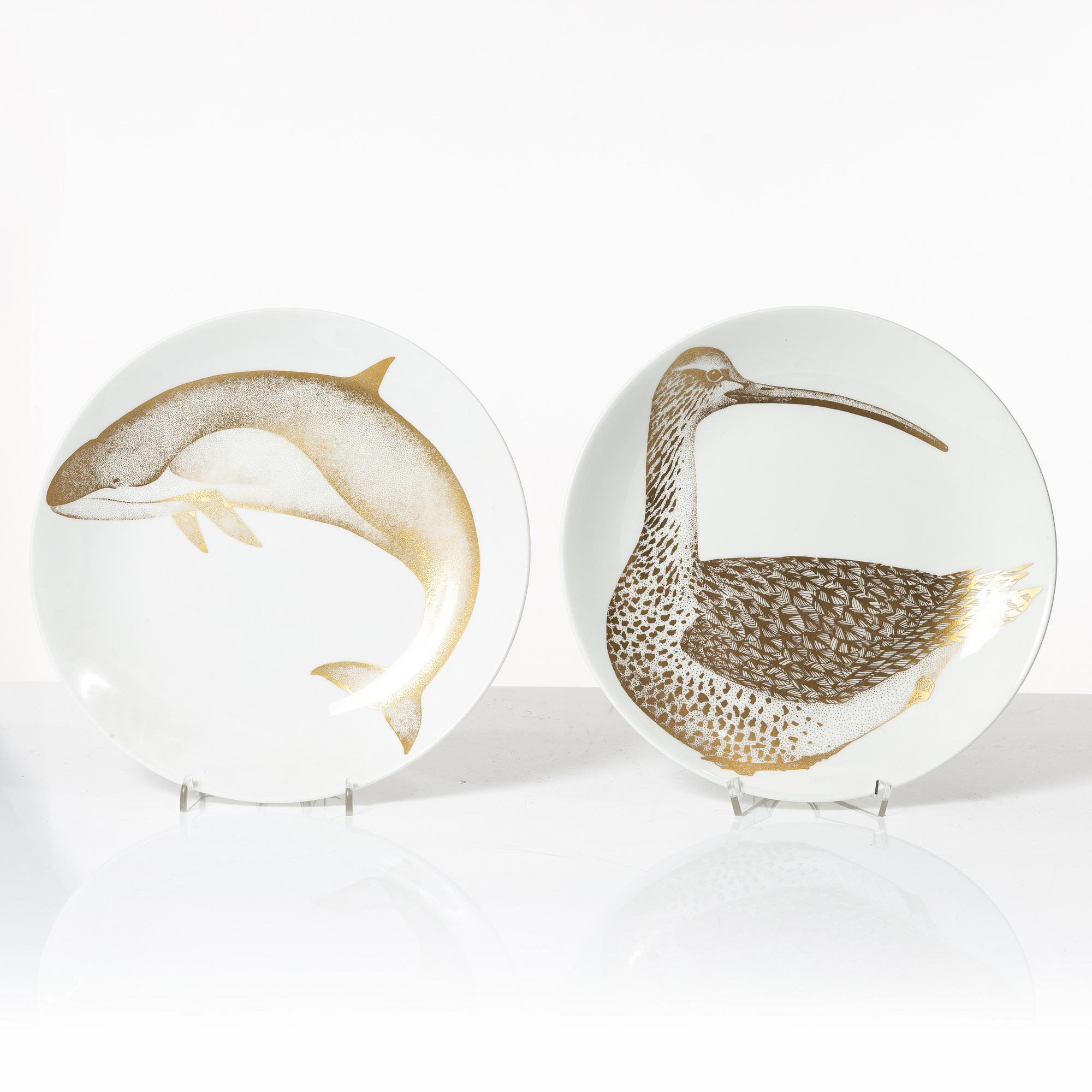 Paul Hoff, 20 plates, 'Arter i fara', Gustavsberg.