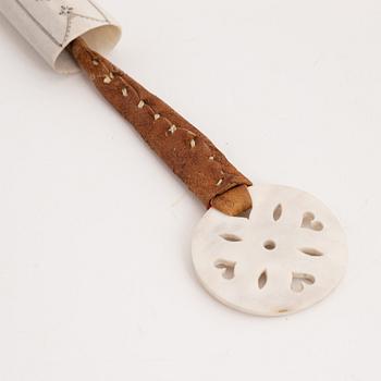 A reindeer horn needle case by Nikolaus Fankki, before 1964, signed.