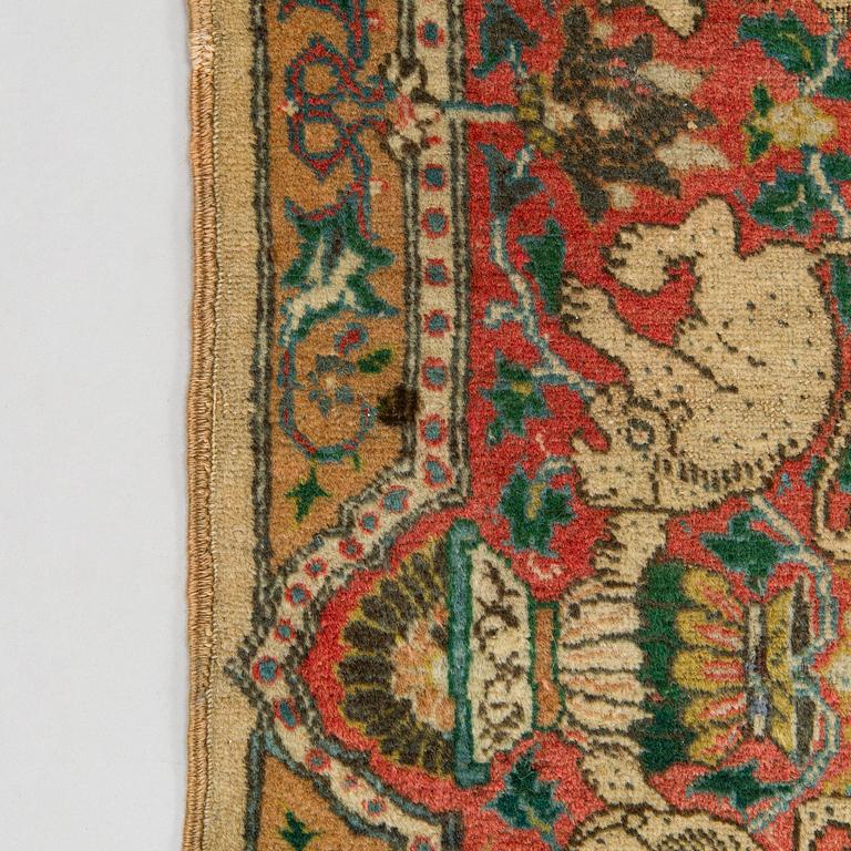 Matto, antiikki, figuraali, Täbris, Luoteis-Persia, n. 195 x 137 cm.